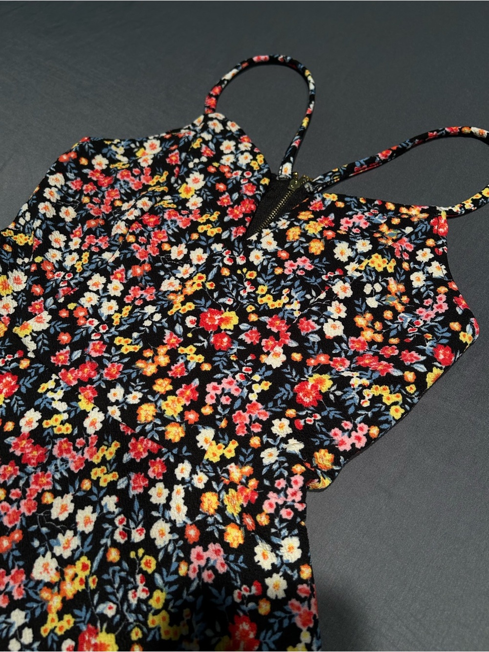 No Boundaries Womens Floral Cami Lace Back Mini Dress - Picture 3 of 7